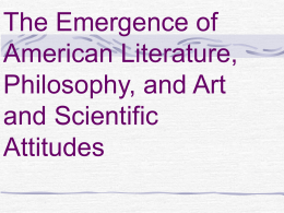The Emergence of American Literature, Philosophy, and Art