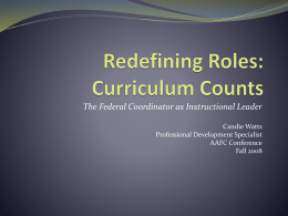 Redefining Roles: Curriculum Counts