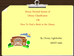 Dewey Decimal System of Library Classification
