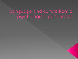 Language and culture from a psychological perspective
