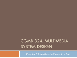 CGMB324 Multimedia Systems Design