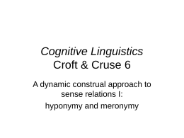 Cognitive Linguistics Croft & Cruse 6