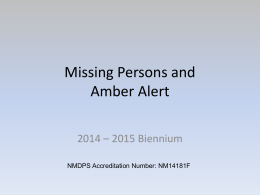 Missing Persons and Amber Alert