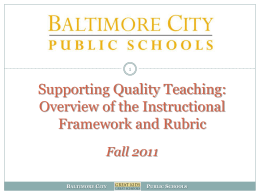 Why an Instructional Framework and Rubric?