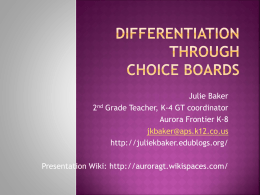Differentiation through Choice Boards - AuroraGT