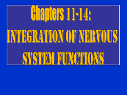 Chapter 11- 14 Integration of Nervous System Functions