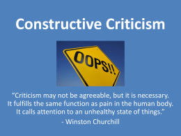 Constructive Criticism - East Carolina University