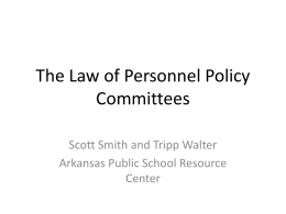 The Law of Personnel Policies Committees