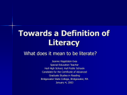Towards a Definition of Literacy