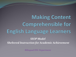 Making Content Comprehensible for English Language …