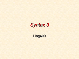 Syntax 4 - University of Washington