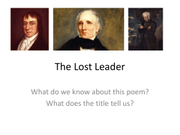 The Lost Leader - A Level Literature at Keswick School
