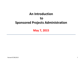 Fundamentals of Sponsored Projects Administration