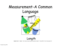 Measurement-A Common Language
