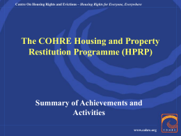 The COHRE Housing and Property Restitution …