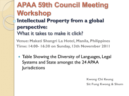 APAA Makati Conference Intellectual Property from a …