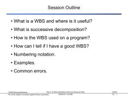 Session P2 - WBS Review