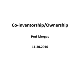 Co-inventorship/Ownership