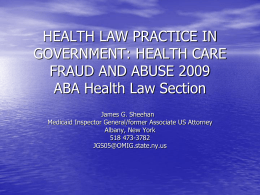 INTRODUCTION TO HEALTH CARE FRAUD