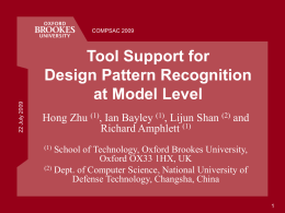 Tool Support for Design Pattern Recognition at Model …