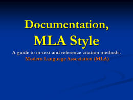 MLA STYLE A guide to in-text and reference citation …