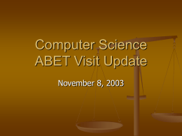 Computer Science ABET Visit Update