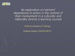 Empirical Research Findings Andreas Kollias (IACM/FORTH)