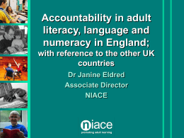 Accountability in Adult literacy, language and numeracy in