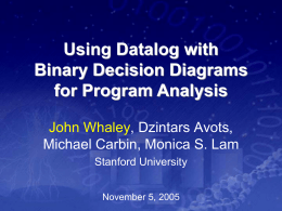 Program Analysis using Binary Decision Diagrams