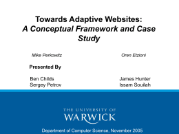 Towards Adaptive Websites: A Conceptual Framework …