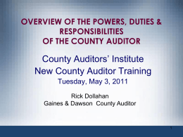 THE COUNTY AUDITOR Powers, Duties and Responsibilities