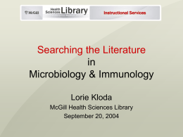 Searching the Literature in Microbiology & Immunology