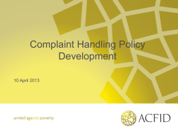Complaint Handling Policy Development