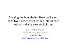 Bridging the boundaries: How braille and cognitive …