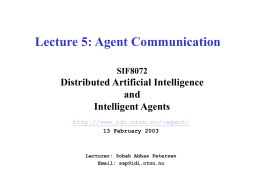 SIF8072 Distributed Artificial Intelligence and