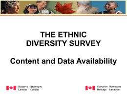 Canada’s Ethno-cultural Portrait 2001 Census Release