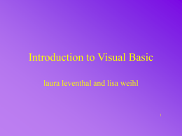Introduction to Visual Basic - Bowling Green State University