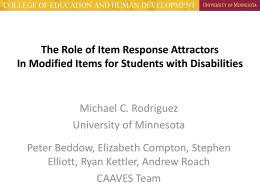 The Role of Item Response Attractors In Modified Items …