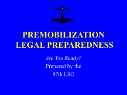 PREMOBILIZATION LEGAL PREPAREDNESS