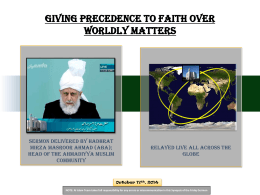 Giving precedence to faith over worldly matters