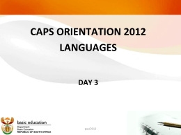 Foundation Phase CAPS Preparation workshop – Session …