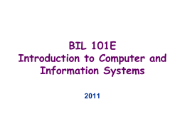 BIL 104E Introduction to Scientific and Engineering …