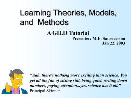Learning Theories, Methods, and Models