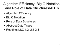 Algorithm Efficiency, Big O Notation, and Role of data