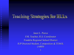 Teaching Strategies for ELLs - Franklin Regional School