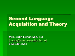 Second Language Acquisition and Theory