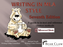 Writing in MLA Style - Missouri State University Writing