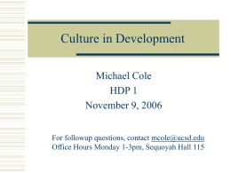 Culture in Development - UC San Diego Linguistics