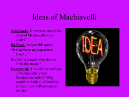 PowerPoint Presentation - Machiavelli & Castiglione