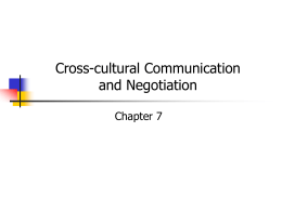 Cross-cultural Communication and Negotiation